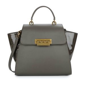 ZAC POSEN Eartha Top Handle Shoulder Crossbody Bag Taupe Gray Leather Handbag